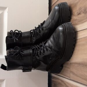 All Saints Black Combat Boots